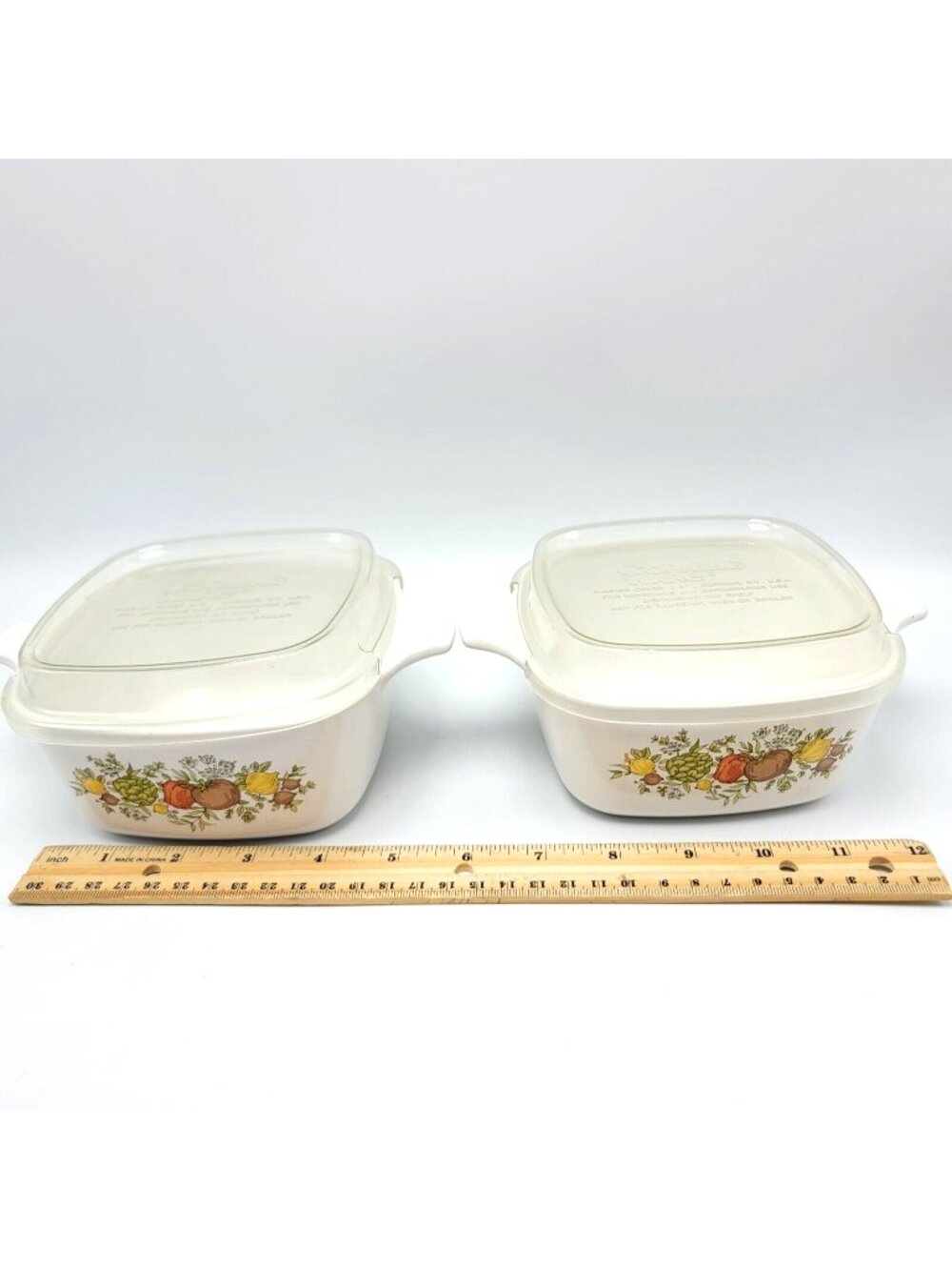 2 Corning Ware Spice Life 2 3/4 Casserole Dish Bowls P43B Plastic Lids Onion